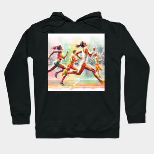 Artistic illustration of women in a sprint race Hoodie